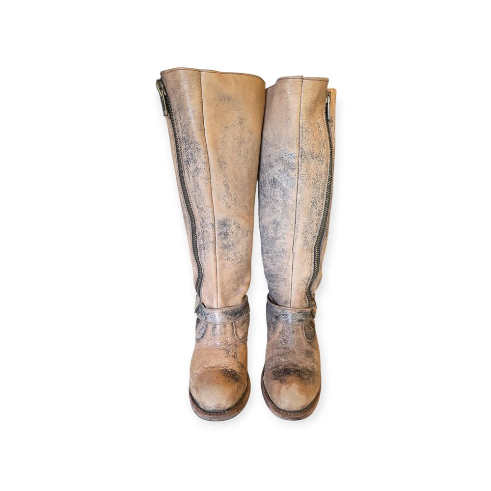 Bed Stu Tan Heeled Boots with Buckle Detail - Picture 5 of 8